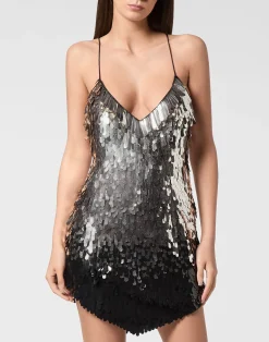 PHILIPP PLEIN Backless Mini Dress Paillettes>Donna Abiti E Gonne