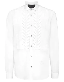 PHILIPP PLEIN Black Tie Shirt Long-Sleeve>Uomo Camicie