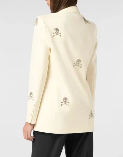 PHILIPP PLEIN Blazer Boyfriend Fit Skull Strass><noscript><img data-lazyloaded=
