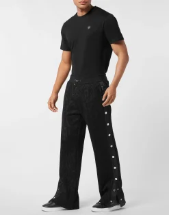 PHILIPP PLEIN Buttoned-up Jacquard Jogging Pants Chrome Crest><noscript><img data-lazyloaded=