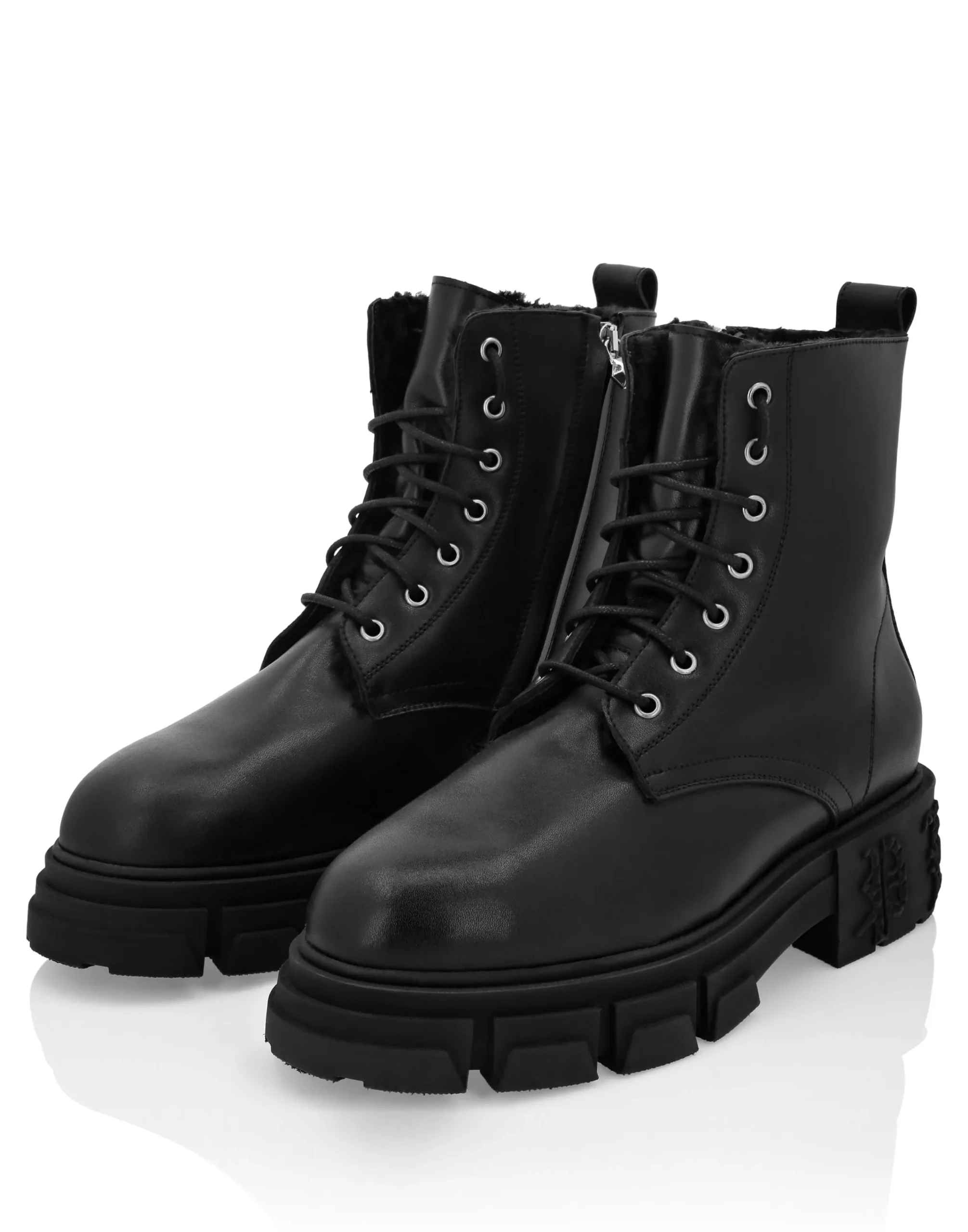 PHILIPP PLEIN Calf Skin Boots Mid Flat Gothic Plein>Uomo Stivali