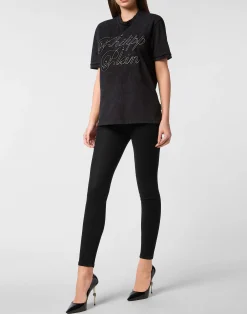 PHILIPP PLEIN Chenille Man Fit T-Shirt Patch Signature><noscript><img data-lazyloaded=
