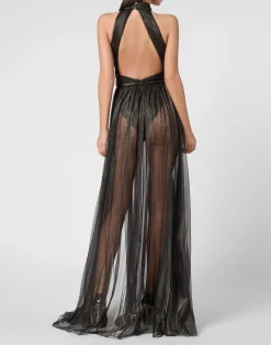 PHILIPP PLEIN Chiffon Long Dress><noscript><img data-lazyloaded=