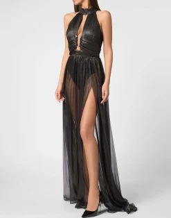 PHILIPP PLEIN Chiffon Long Dress><noscript><img data-lazyloaded=
