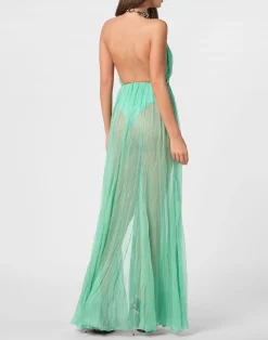PHILIPP PLEIN Chiffon Woven Chain Long Dress><noscript><img data-lazyloaded=