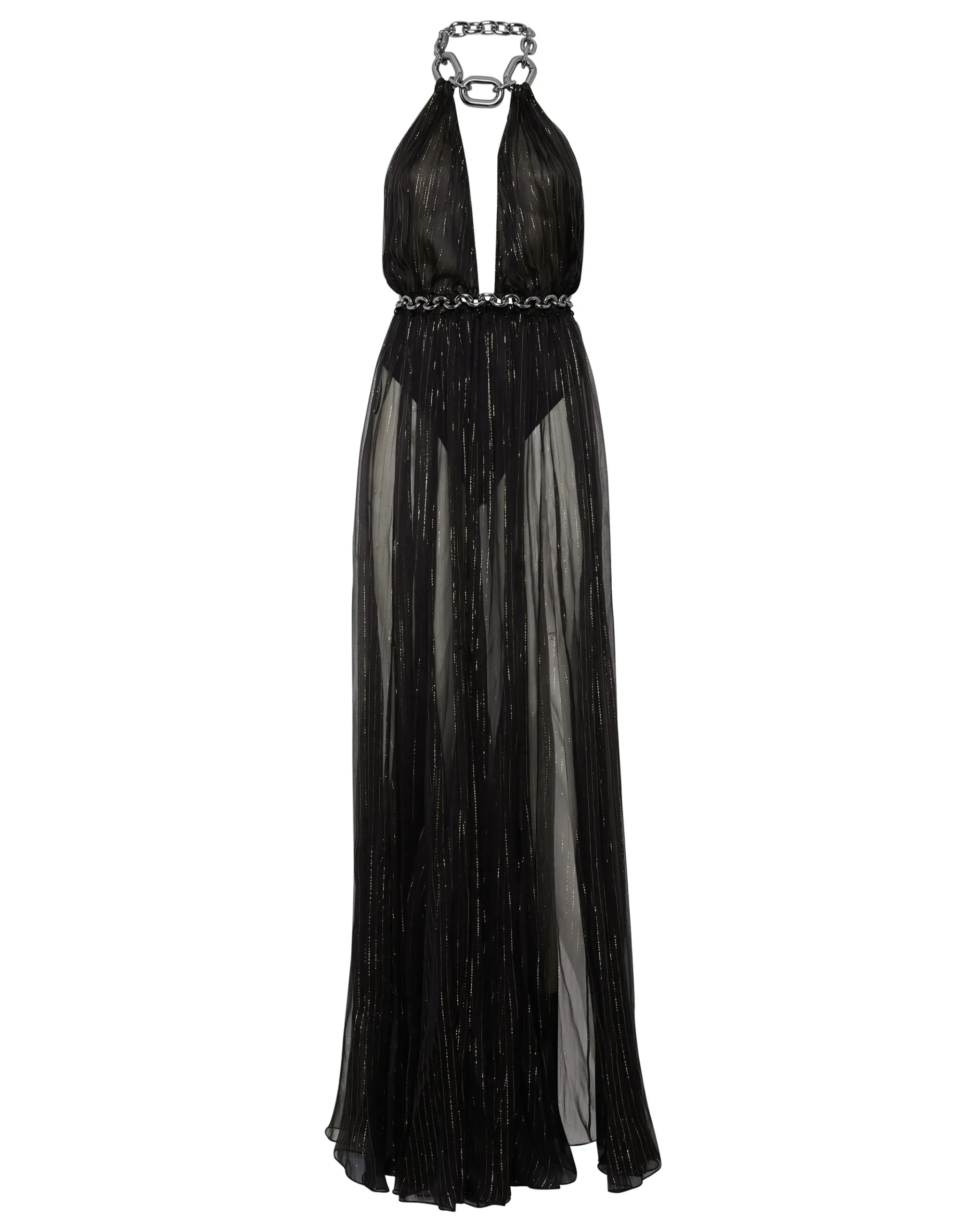 PHILIPP PLEIN Chiffon Woven Chain Long Dress>Donna Abiti E Gonne