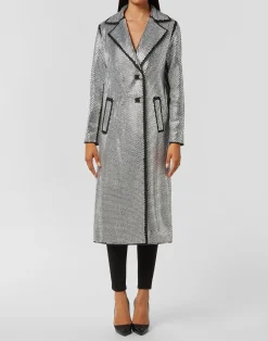 PHILIPP PLEIN Coat Long with Crystals>Donna Giubbotti|Pellicce E Cappotti