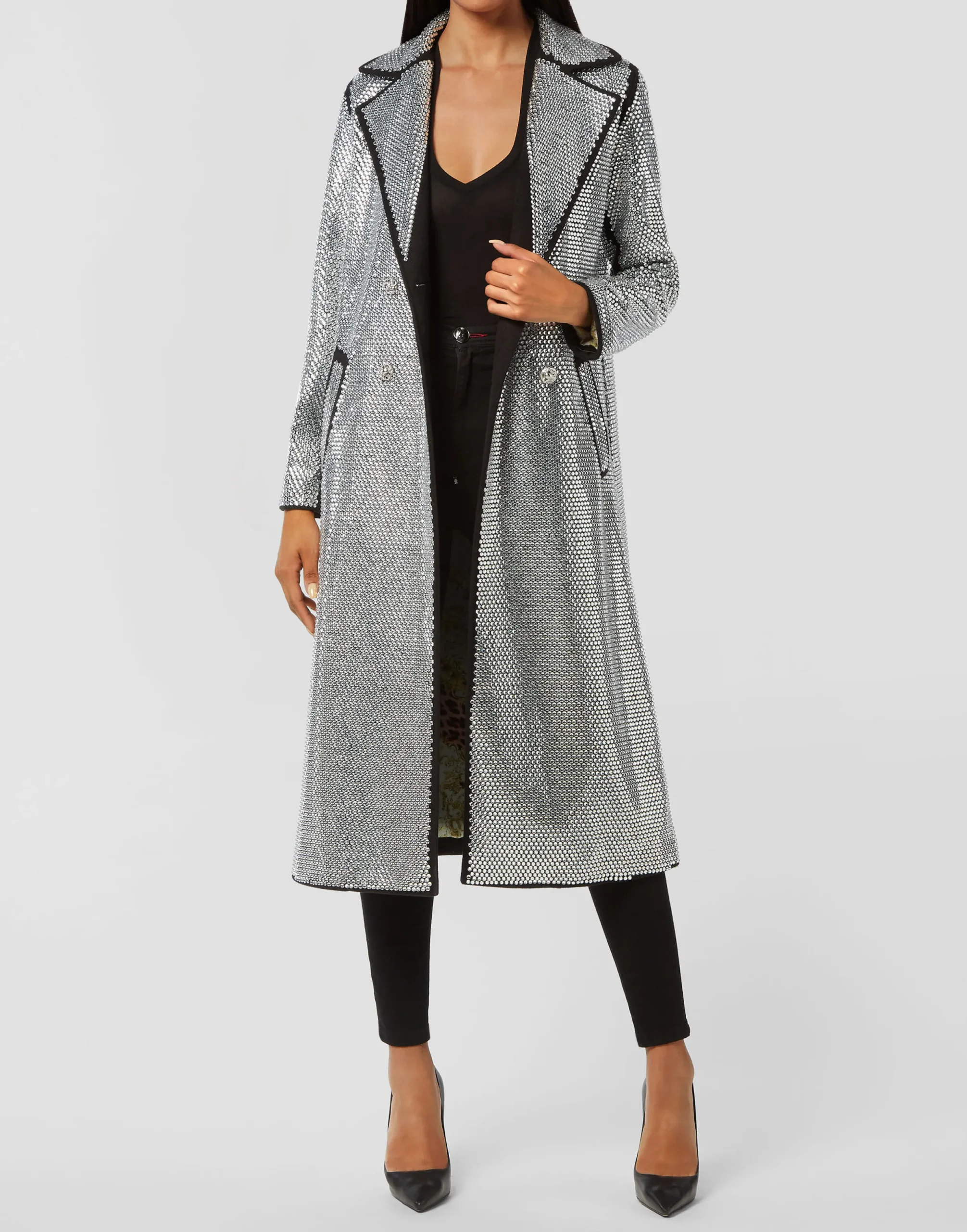 PHILIPP PLEIN Coat Long with Crystals>Donna Giubbotti|Pellicce E Cappotti