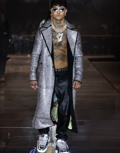 PHILIPP PLEIN Coat Long with Crystals><noscript><img data-lazyloaded=