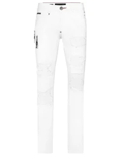 PHILIPP PLEIN Coated Denim Rock Star Trousers>Uomo Denim