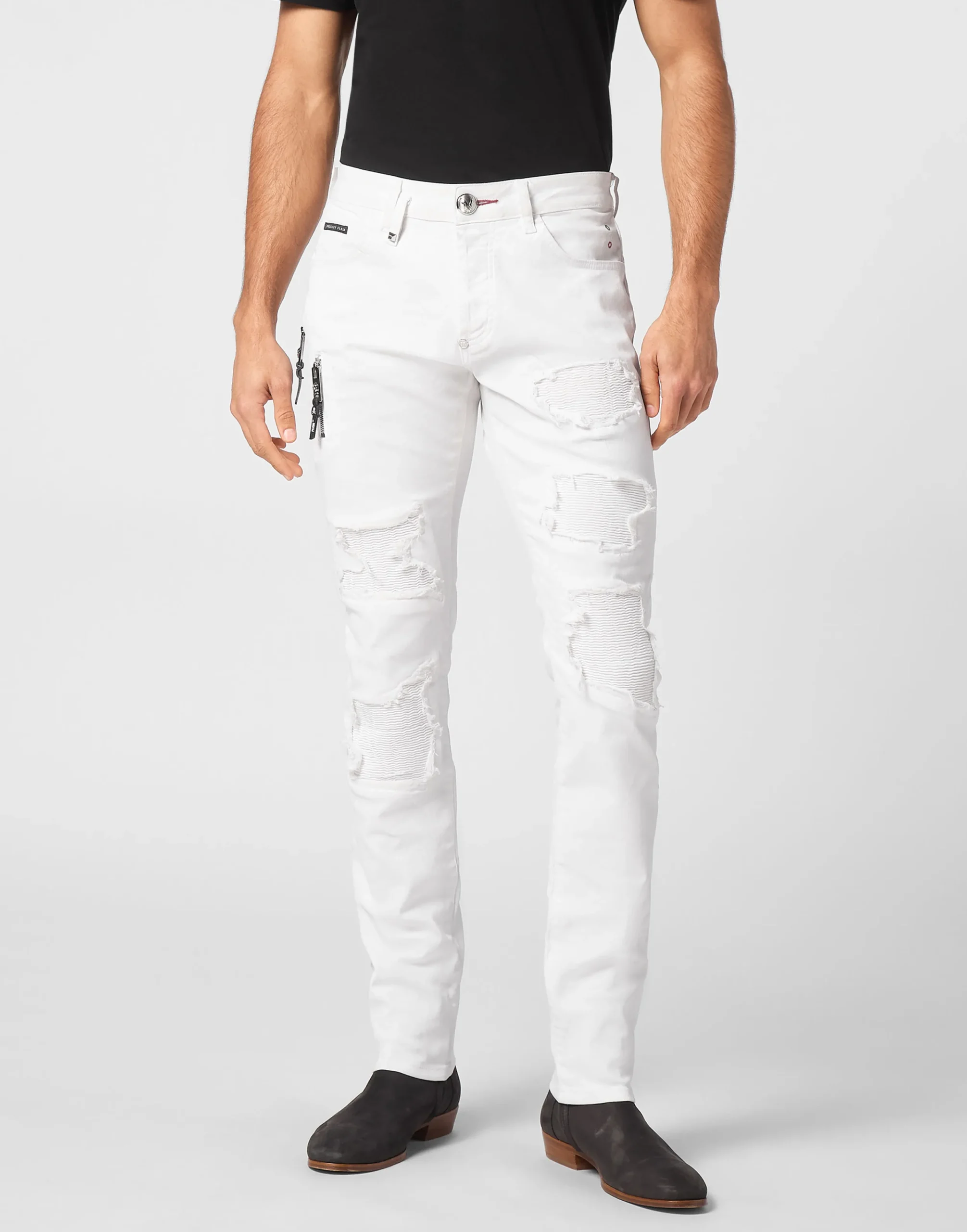 PHILIPP PLEIN Coated Denim Rock Star Trousers>Uomo Denim
