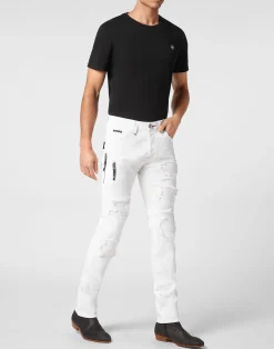 PHILIPP PLEIN Coated Denim Rock Star Trousers><noscript><img data-lazyloaded=