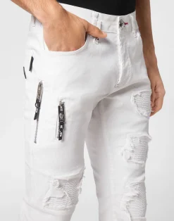PHILIPP PLEIN Coated Denim Rock Star Trousers><noscript><img data-lazyloaded=