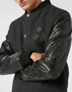PHILIPP PLEIN College Bomber Jacket LS Plein Club><noscript><img data-lazyloaded=