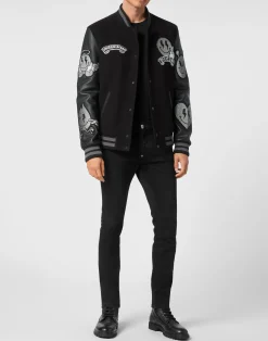 PHILIPP PLEIN College Bomber LS Stones Gothic Plein><noscript><img data-lazyloaded=