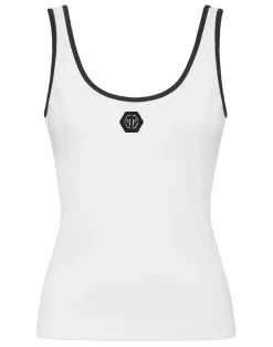 PHILIPP PLEIN Cotton Rib Tank Top Hexagon>Donna Top