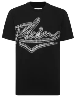 PHILIPP PLEIN Cotton Round Neck T-Shirt Chrome Plein>Uomo T-Shirts