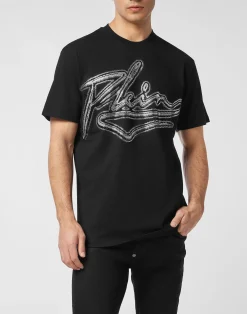 PHILIPP PLEIN Cotton Round Neck T-Shirt Chrome Plein>Uomo T-Shirts