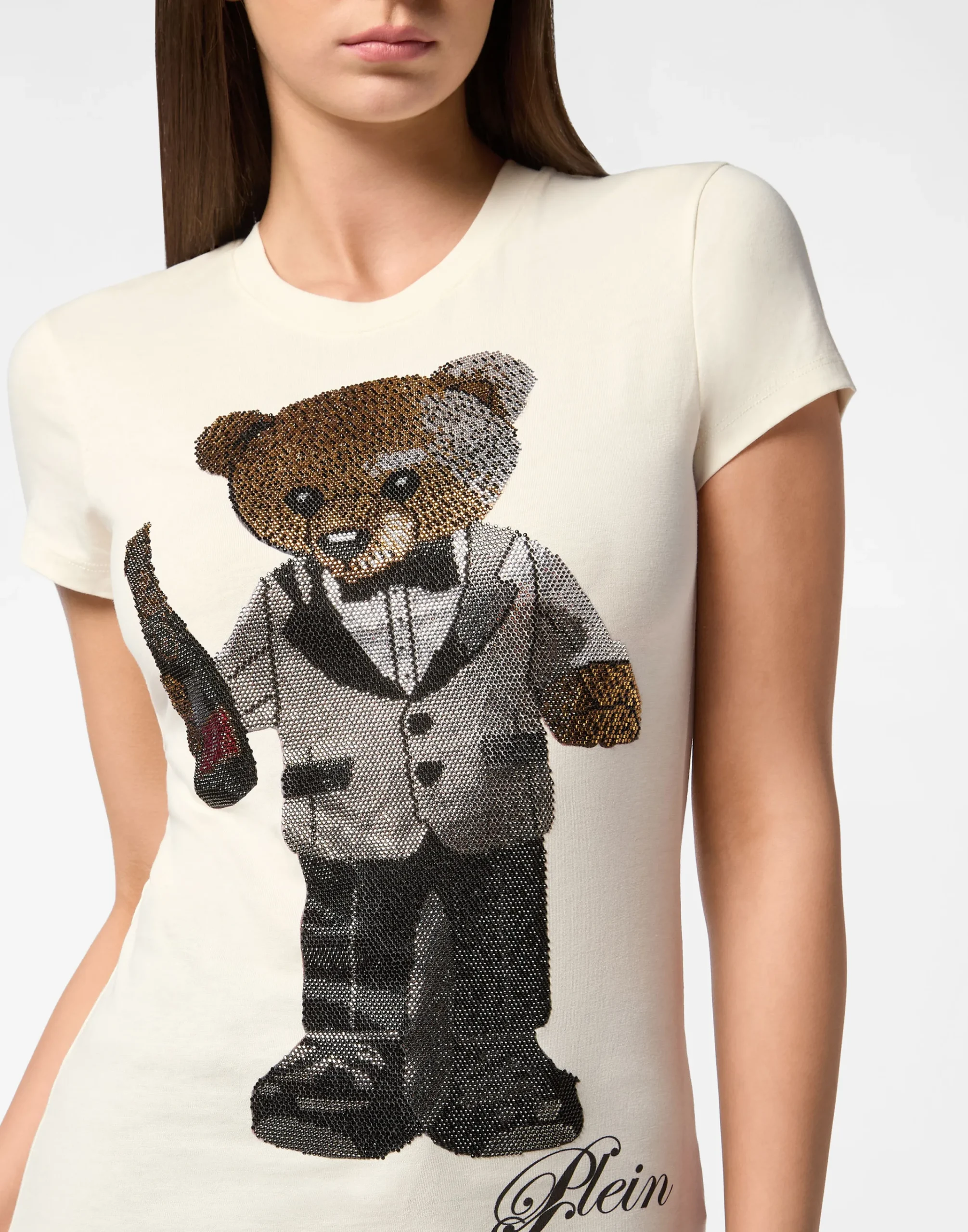 PHILIPP PLEIN Cotton Sexy Pure Fit T-Shirt Teddy Waiter Crystal>Donna T-Shirt & Polo