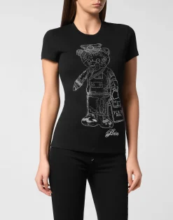 PHILIPP PLEIN Cotton Sexy Pure Fit T-Shirt Teddy Doorman Crystal>Donna T-Shirt & Polo