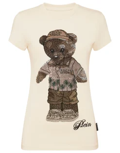PHILIPP PLEIN Cotton Sexy Pure Fit T-Shirt Teddy Beach Crystal>Donna T-Shirt & Polo