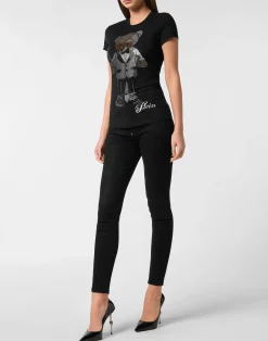 PHILIPP PLEIN Cotton Sexy Pure Fit T-Shirt Teddy Waiter Crystal><noscript><img data-lazyloaded=