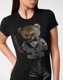 PHILIPP PLEIN Cotton Sexy Pure Fit T-Shirt Teddy Waiter Crystal><noscript><img data-lazyloaded=