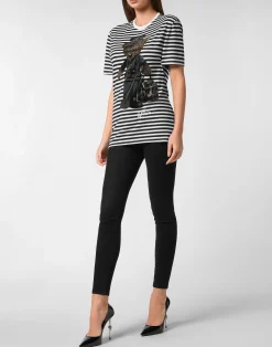 PHILIPP PLEIN Cotton Striped T-Shirt Man Fit Teddy><noscript><img data-lazyloaded=
