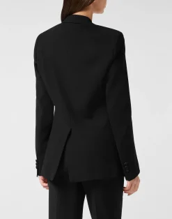 PHILIPP PLEIN Crepe and Satin Double-Breasted Blazer Dame><noscript><img data-lazyloaded=