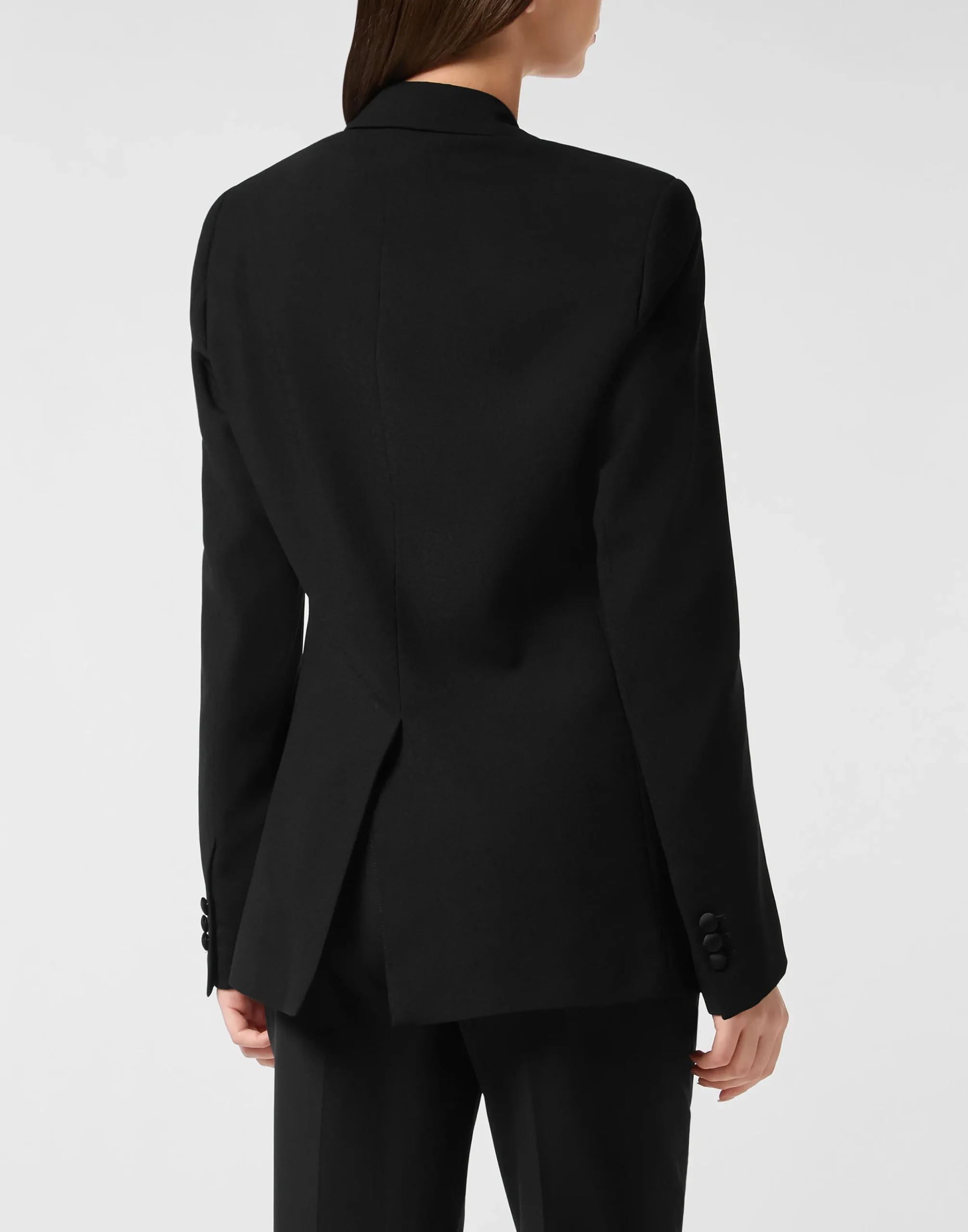 PHILIPP PLEIN Crepe and Satin Double-Breasted Blazer Dame>Donna Blazer