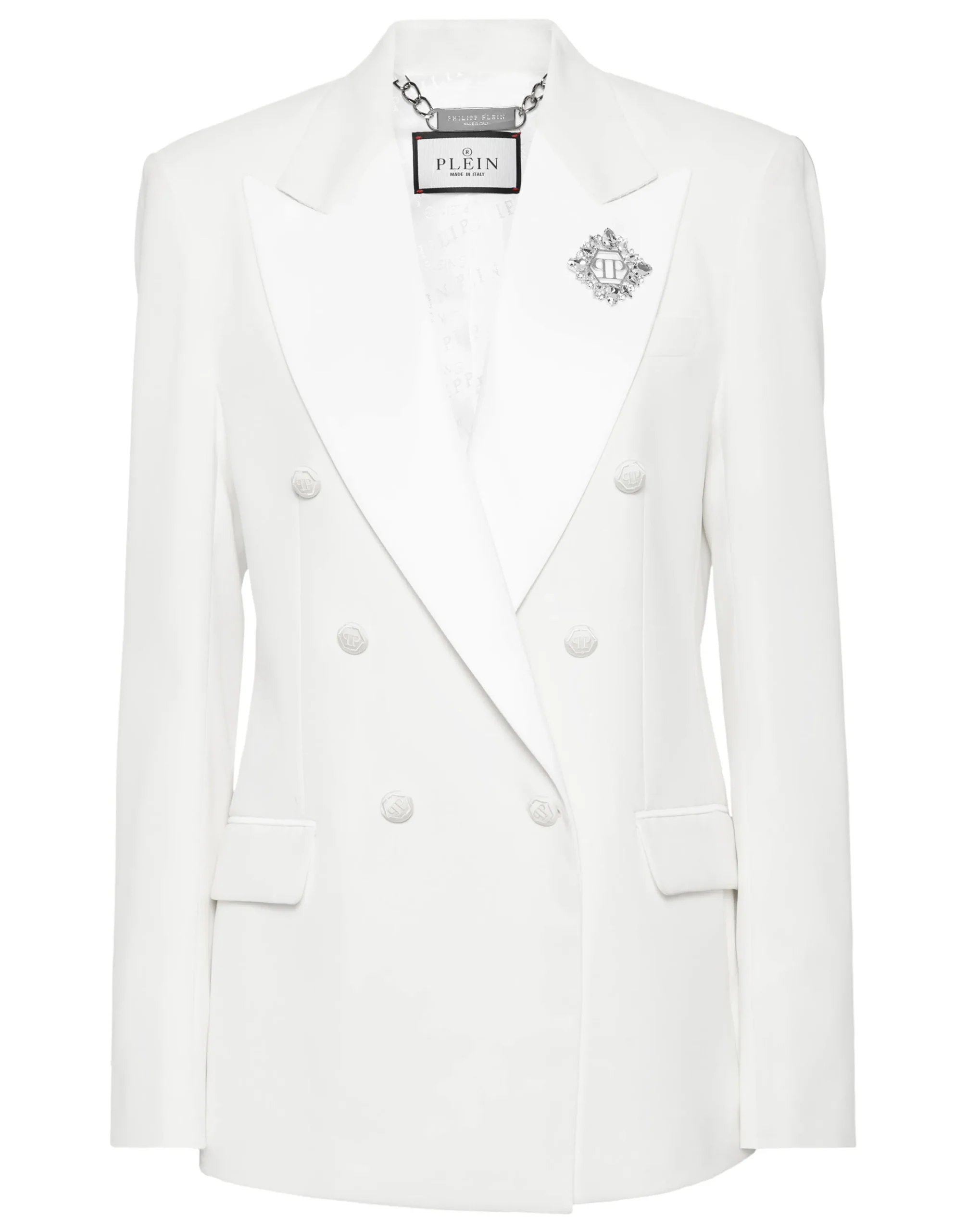 PHILIPP PLEIN Crepe and Satin Double-Breasted Blazer Dame>Donna Blazer