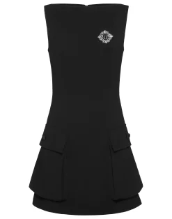 PHILIPP PLEIN Crepe Dame Fit Mini Dress>Donna Abiti E Gonne
