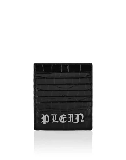 PHILIPP PLEIN Crocco Printed Leather Credit Cards Holder Gothic Plein>Uomo Portafogli E Piccola Pelletteria