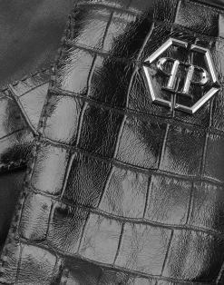 PHILIPP PLEIN Crocco Printed Leather Mid-Gloves Hexagon>Uomo Guanti
