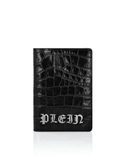 PHILIPP PLEIN Crocco Printed Leather Passport Cover Gothic Plein>Uomo Portafogli E Piccola Pelletteria