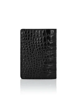PHILIPP PLEIN Crocco Printed Leather Passport Cover Gothic Plein>Uomo Portafogli E Piccola Pelletteria