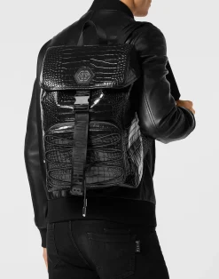 PHILIPP PLEIN Crocco Printed Tote Backpack Monogram><noscript><img data-lazyloaded=