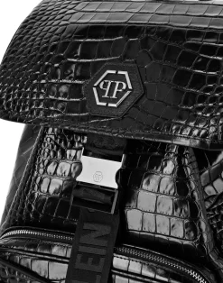 PHILIPP PLEIN Crocco Printed Tote Backpack Monogram><noscript><img data-lazyloaded=
