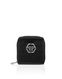 PHILIPP PLEIN Croco Embossed Mini Round Zip Wallet>Donna Portafogli E Piccola Pelletteria