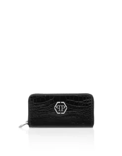PHILIPP PLEIN Croco Embossed Round Zip Wallet>Donna Portafogli E Piccola Pelletteria