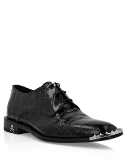 PHILIPP PLEIN Croco Lace Up Shoes Skull&Bones>Uomo Scarpe Classiche