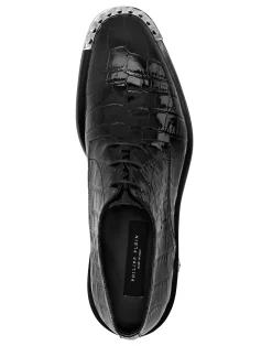 PHILIPP PLEIN Croco Lace Up Shoes Skull&Bones><noscript><img data-lazyloaded=