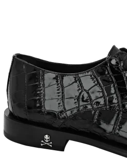 PHILIPP PLEIN Croco Lace Up Shoes Skull&Bones><noscript><img data-lazyloaded=