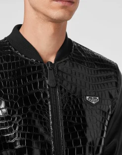 PHILIPP PLEIN Crocodile Leather Bomber Luxury><noscript><img data-lazyloaded=