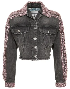 PHILIPP PLEIN Cropped Denim Jacket>Donna Giubbotti
