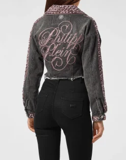 PHILIPP PLEIN Cropped Denim Jacket><noscript><img data-lazyloaded=