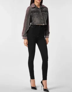 PHILIPP PLEIN Cropped Denim Jacket><noscript><img data-lazyloaded=