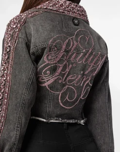PHILIPP PLEIN Cropped Denim Jacket><noscript><img data-lazyloaded=