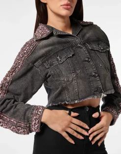 PHILIPP PLEIN Cropped Denim Jacket><noscript><img data-lazyloaded=