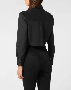 PHILIPP PLEIN Cropped Double Collar Shirt Plein Deluxe><noscript><img data-lazyloaded=
